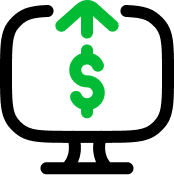 Icon with money symbol on a screen