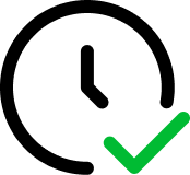 Clock with a check mark icon